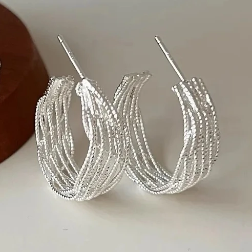 

PONYKISS Tibetan Silver Hollow Lines Letter C Stud EarringS for Women Trendy Fashion Jewelry Minimalist Geometric Accessories