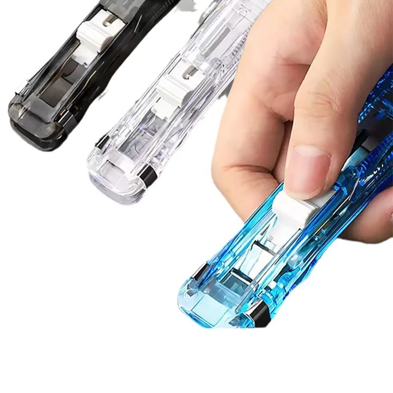 Mini Reusable Hand Clamp Traceless Push Stapler Paper Book File Office School Student Binder Binding Tools Supplies Accessories