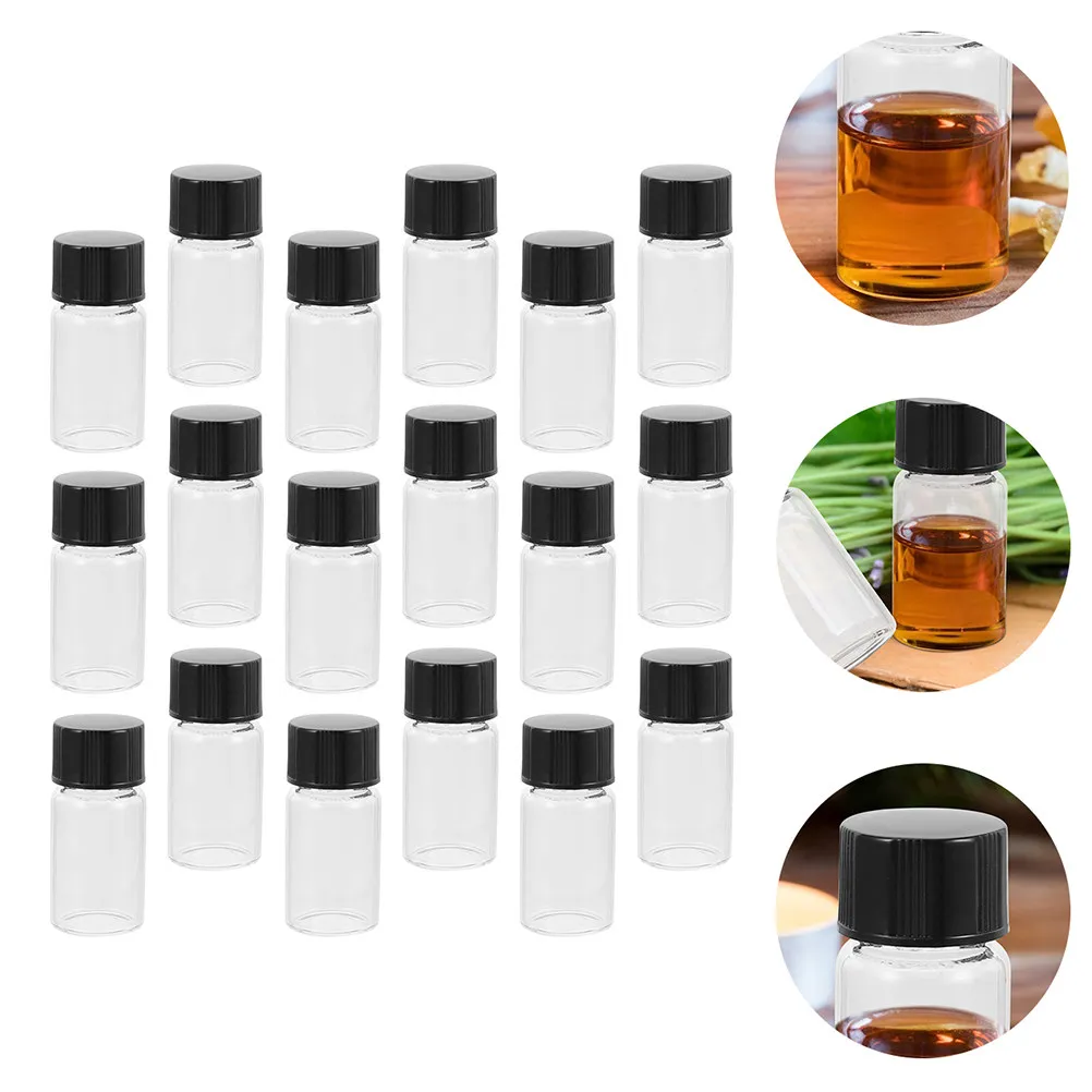 20Pcs Premium Glass Sampling Bottles 3Ml Leak Proof Reagent Vials Easy Clean Refillable Lab Sample Storage Bottles for Industry