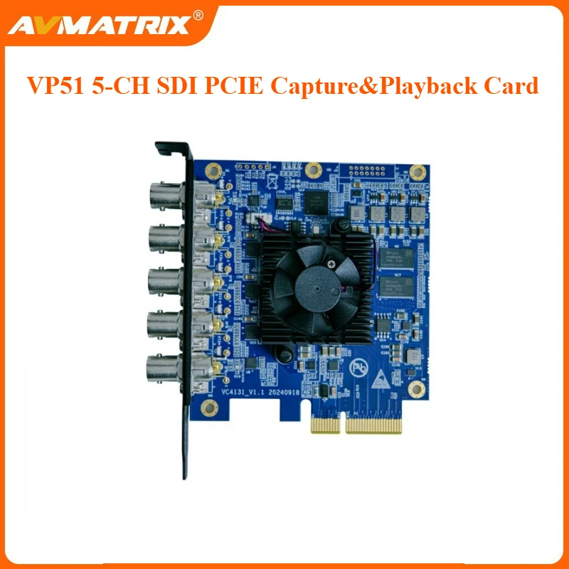 بطاقة التقاط وتشغيل AVMATRIX VP51 5-CH SDI PCIE متوافقة مع Vmix، OBS، ZOOM، Teams، إخراج فيديو عالي الدقة حتى 1080p60
