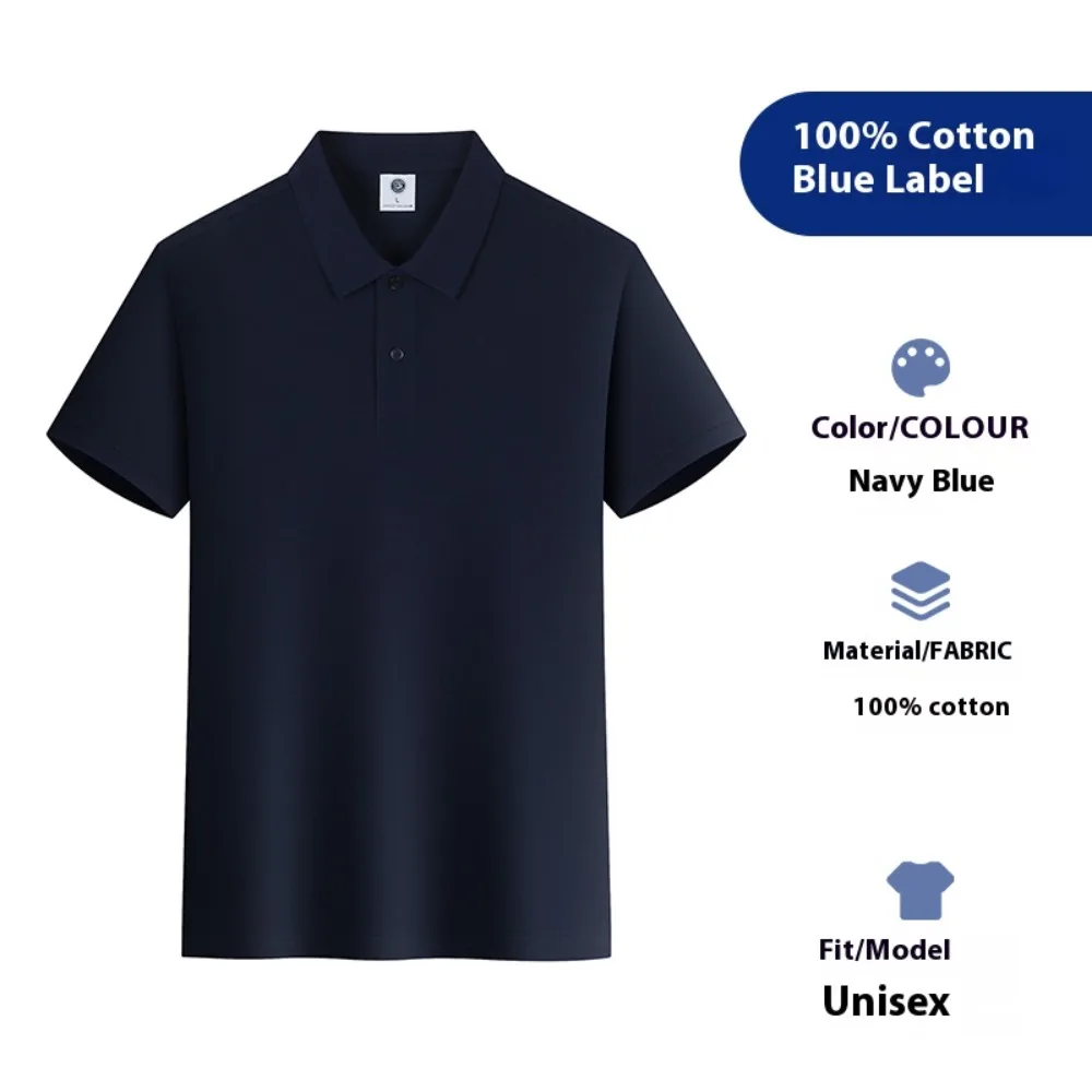 

New 100% Cotton Comfortable Business Men's and Women's Polo Shirt Autumn British Style Lapel Short-sleeved Couple Fashion Top