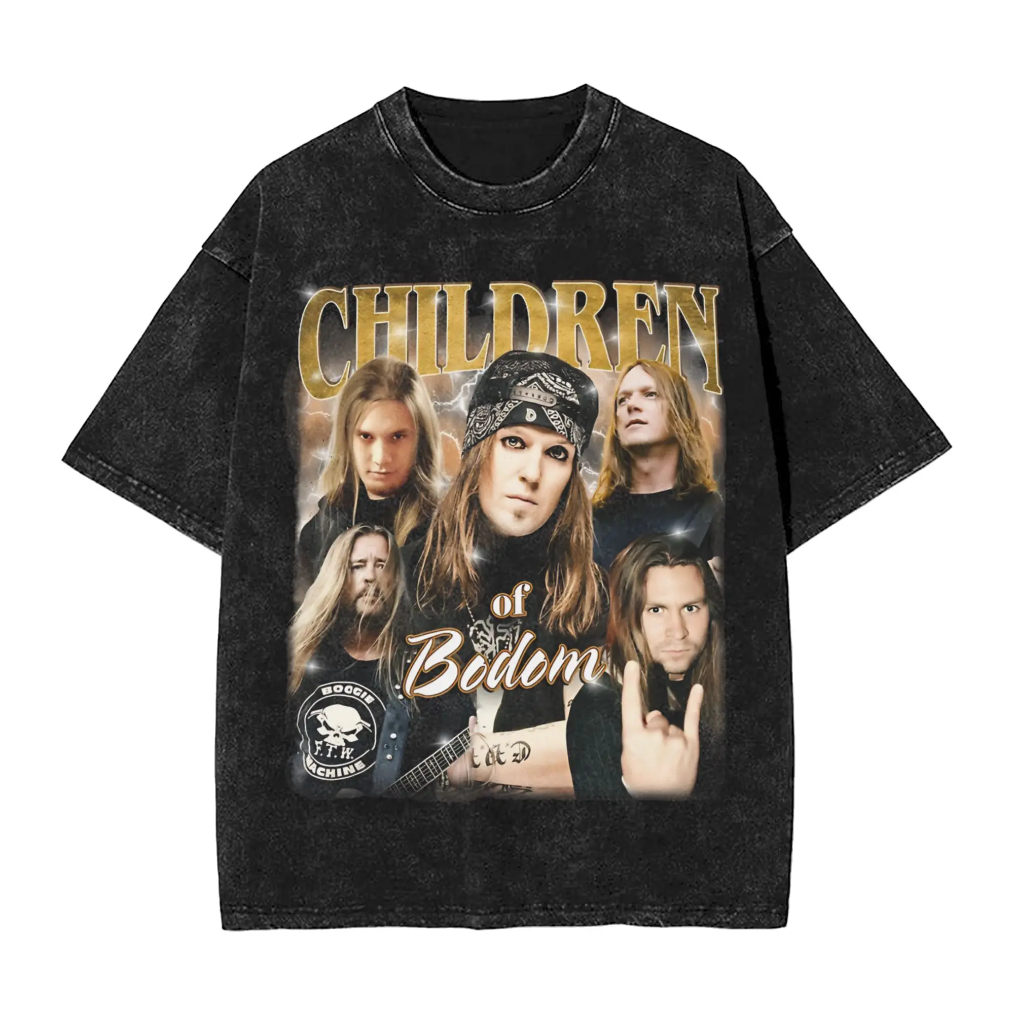 Children of Bodom  Finnish melodic death metal band Men's T Shirts Washed  Tee Shirt Short Sleeve Round Collar T-Shirts Tops