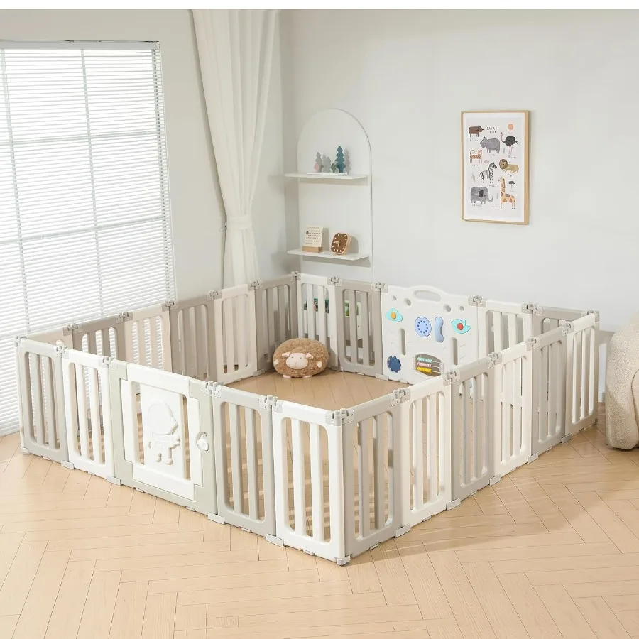 Stylo de jeu pliable pour bébé avec 22 panneaux pour nourrissons et tout-petits, parc portable extra large avec design d'astronautes idéal pour
