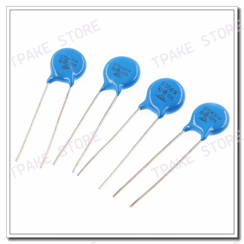 배리스터 저항기 07D221K 220V 직경 7mm 전원 보호 플러그 조각 저항 전압 종속 금속 산화물 배리스터