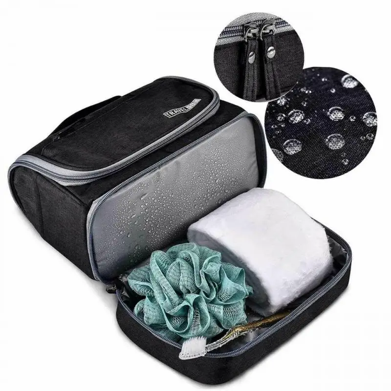 Foldable Toiletry Washbag with Hanging Hook Waterproof Women Bathroom Cosmetic Storage Bag Large Capacity Travel Men Makeup Case