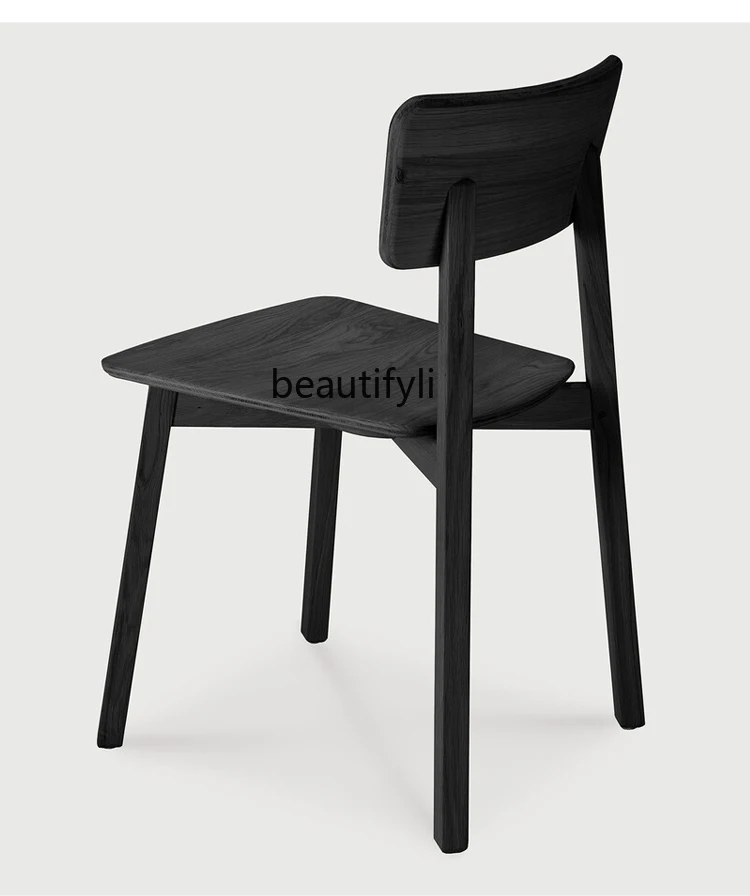

Nordic Simple Solid Wood Dining Chair Home Restaurant Armchair Oak Quiet Style Leisure Chair