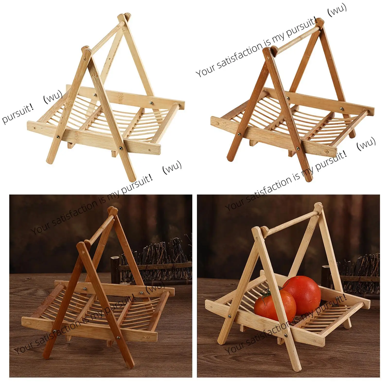 Bamboo Food Storage Basket Bread Fruit Storage Organizer Vegetable Rack for Guest Room Dining Room Hotel Kitchen Lettuce