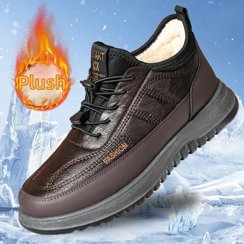 

Winter Waterproof Men Boots Plush Super Warm Snow Boots Men Sneakers Ankle Boot Outdoor Men's Desert Shoes Chanclas De Hombre