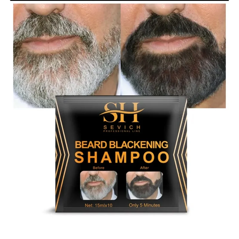 Instant Hair Dye Black Beard Shampoo Beard Paint Men Beard Coloring Dye Natural Temporary Blackening Moustache Shampoo