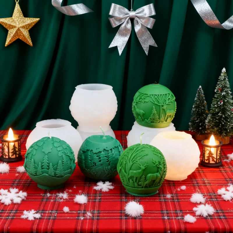 

Силиконовые формы для рождественских украшений «сделай сам», рождественские рельефные лосы ручной работы с лесной шариком, мыло, пластырь, смола, формы для рукоделия, принадлежности для свечей