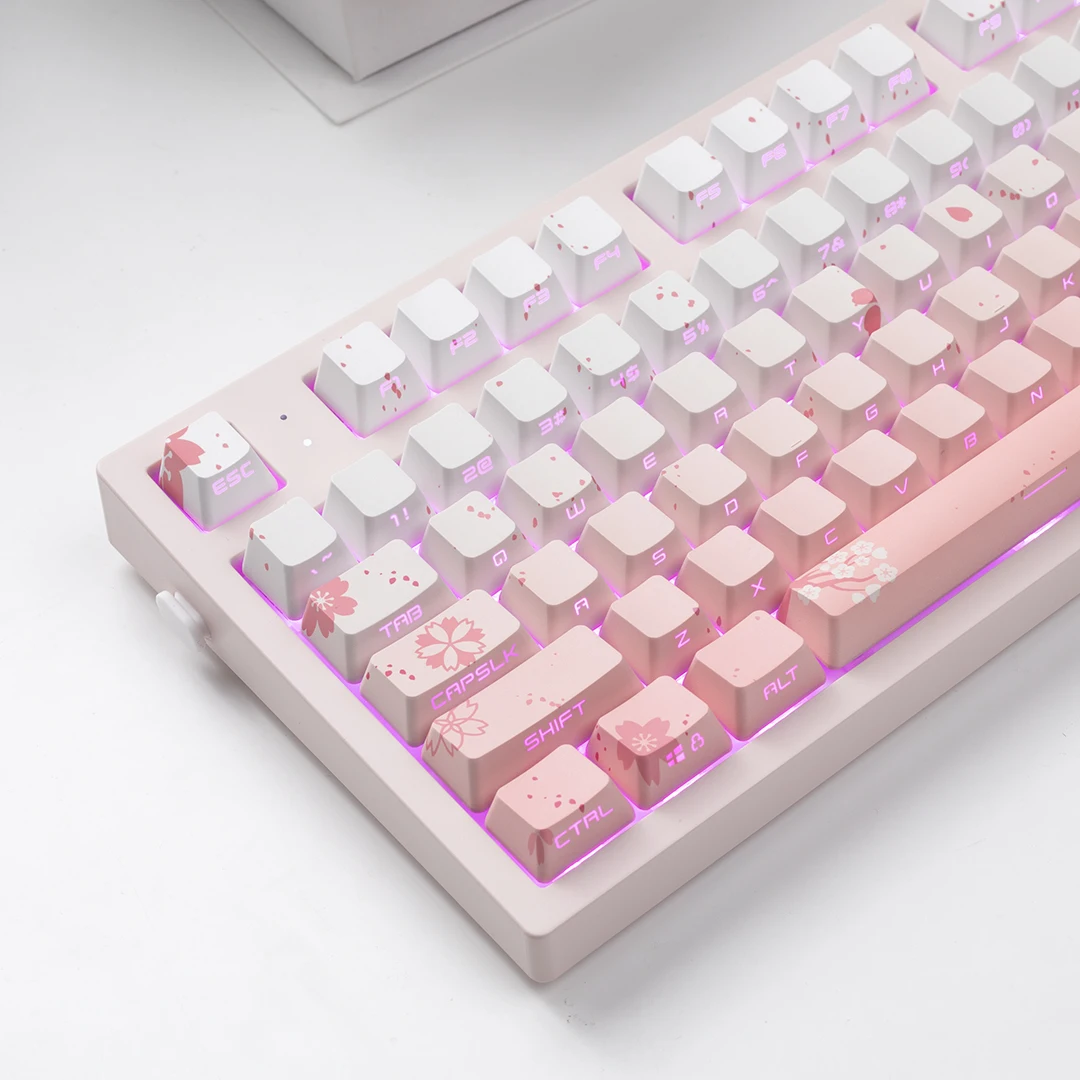 Imagem -05 - Jkdk Estúdio Sakura Colorido Keycaps Side Print Backlit Oem Perfil para 61 68 84 87 104 Teclas Cereja mx Interruptor Teclado Mecânico