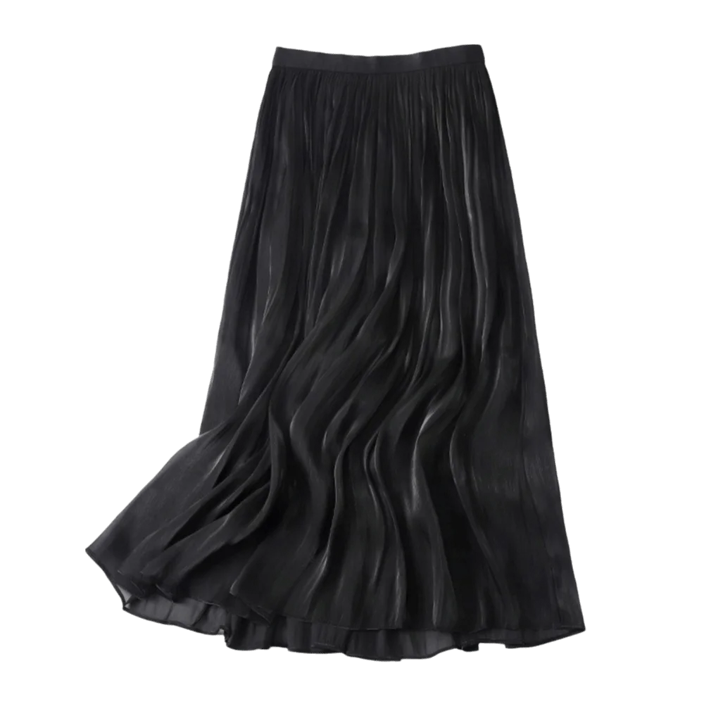 Fashion Solid Color High Waist Skirt Comfortable Casual A- line Skirt Loose Long Skirt Summer