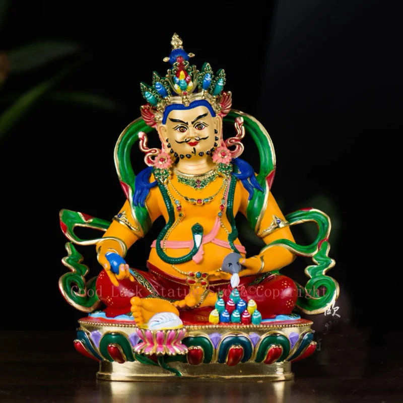 high grade color drew Buddha statue bless family Safety Health luck efficacious Talisman Yellow Jambhala fortune god statue