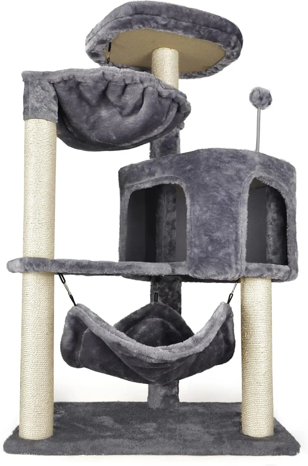YUNIQUE Cat Tree with Cat Condo and Big Hammock, Grey