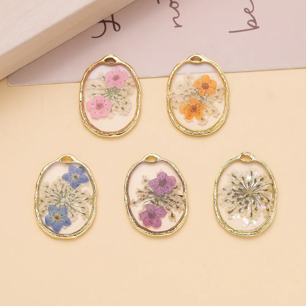 

4pcs/lot Alloy Creative Epoxy Resin Flower Pendant For Bracelets Necklaces Earrings DIY Jewelry Making Accessorie