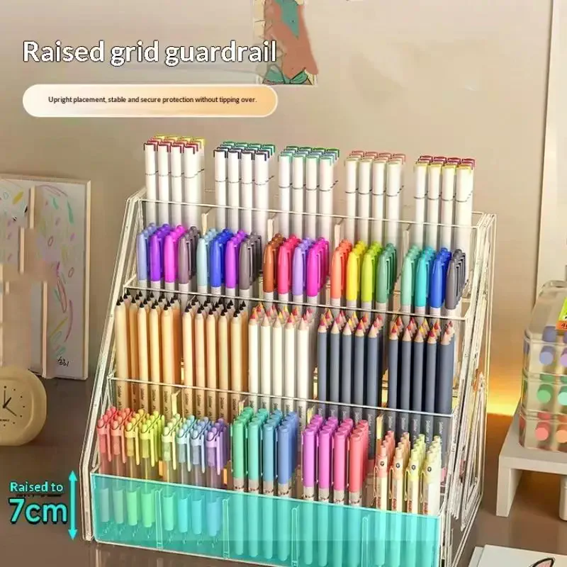 3/4/5 Tier Large-Capacity Acrylic Desk Divider Watercolor Pencil Organizer Stationery Store Storage Rack Marker Pencil Holder