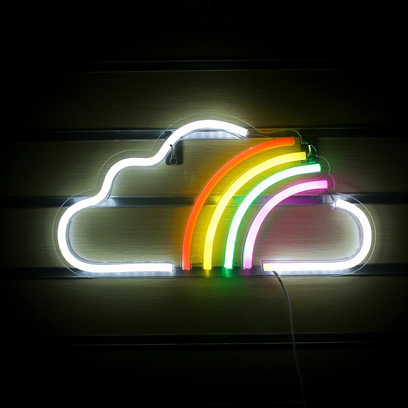 Kleurrijke Cartoon Rainbow Cloud Vormige Neon Muur Opknoping Art Room Decoratie Slaapkamer Party Winkel Kerst Verjaardag Club Geschenken