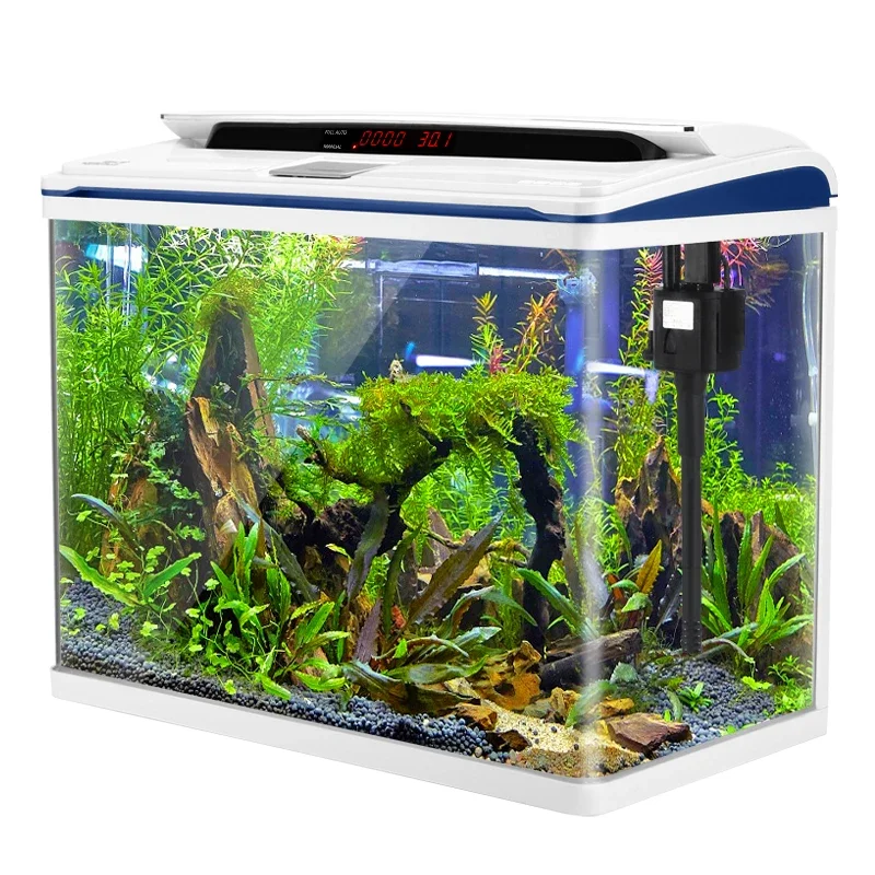 Small and Medium-sized Fish Tank Aquarium with No Water Exchange Glass, Home Living Room, Goldfish Tank with Landscape Design