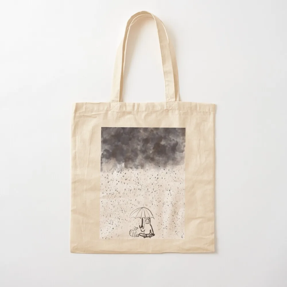 Best friends - dog and person with radio in the rain Tote Bag