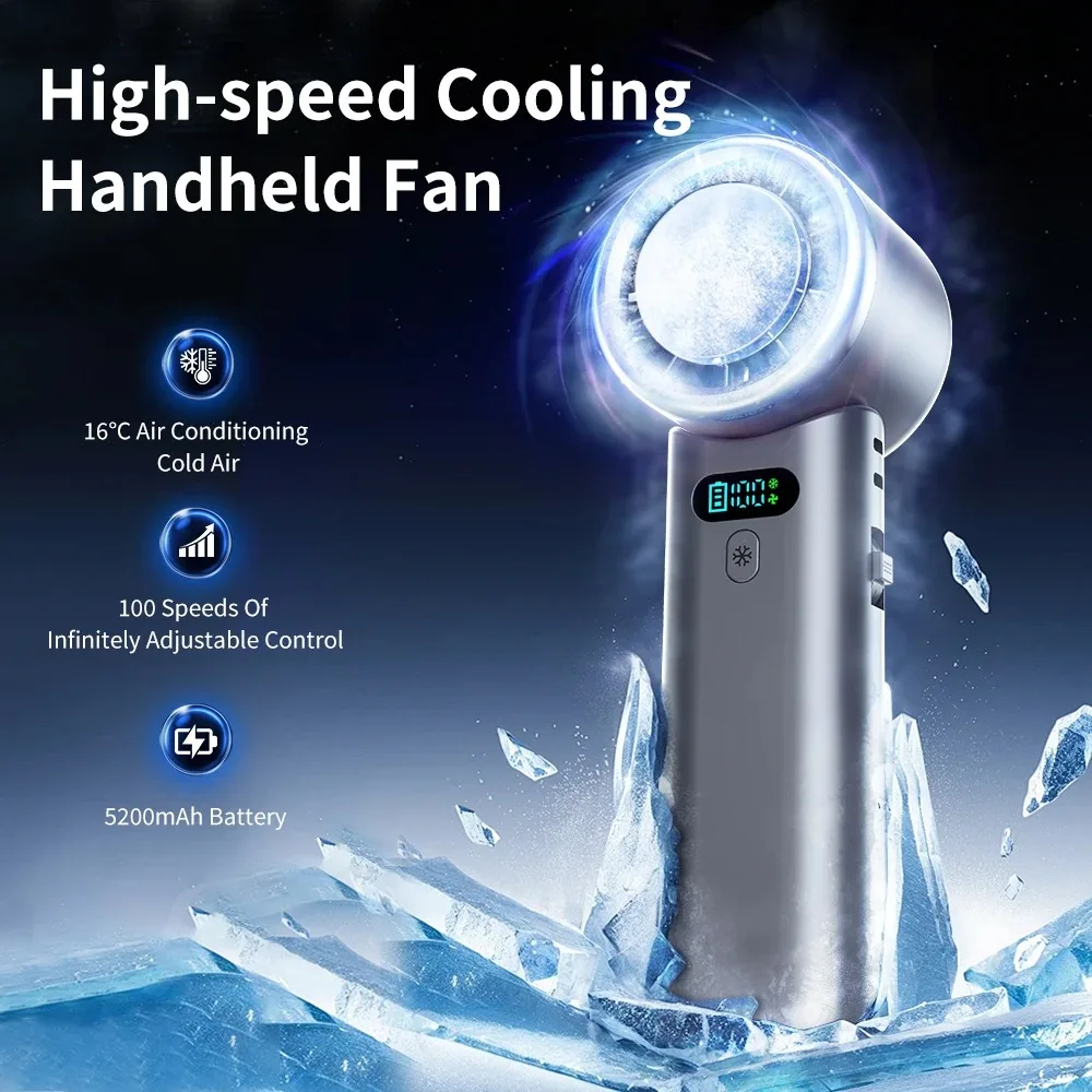 High-speed Cooling Handheld Fan Ice Compress Fan Portable Pocket Fan With Semiconductor Refrigeration Mute Handheld Fan Outdoor