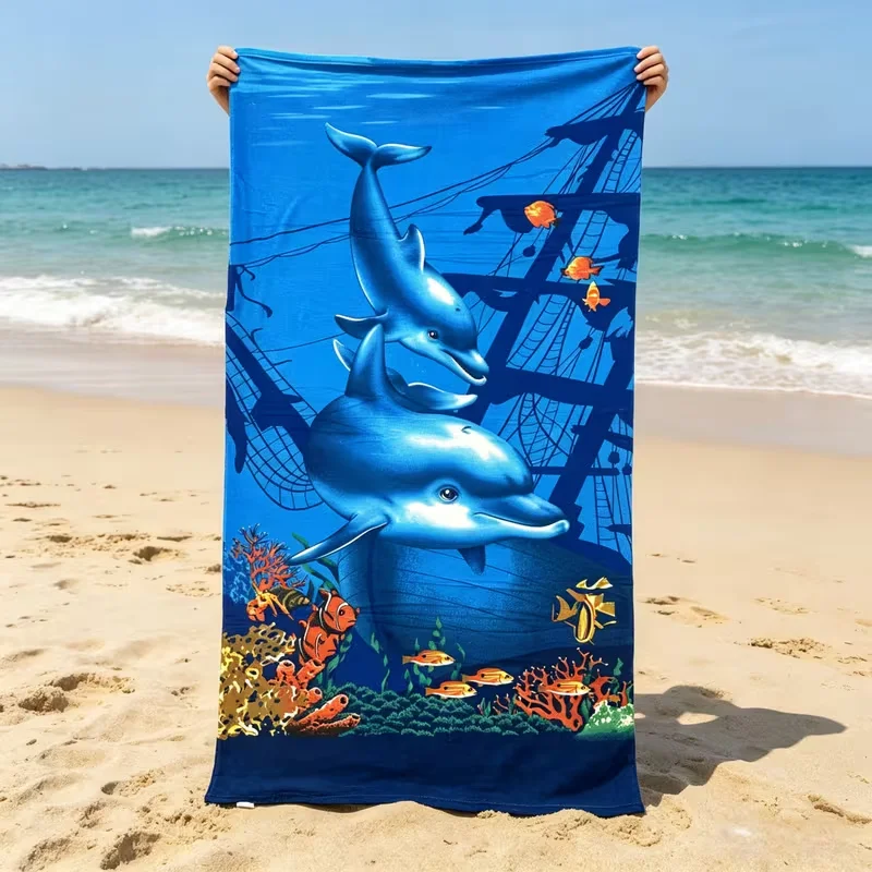 Fantasy Glowing Jellyfish Ocean Beach Towel Vibrant Underwater Floral Towel Seaside Trip Pool Travel Holiday Decor