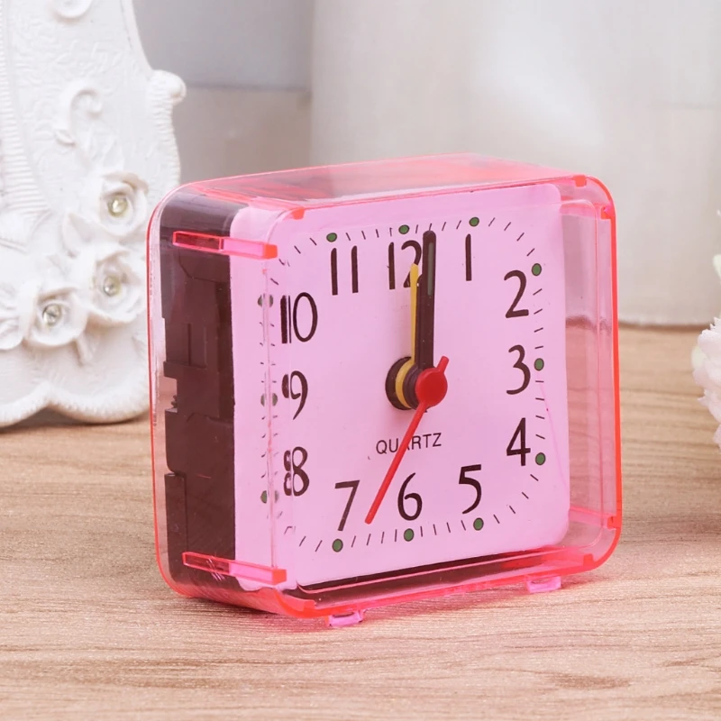 Mini Square Alarm Clock Mute Analog Non Ticking Battery Operated Clocks for Children Boys Girls Birthday Gift Dropship