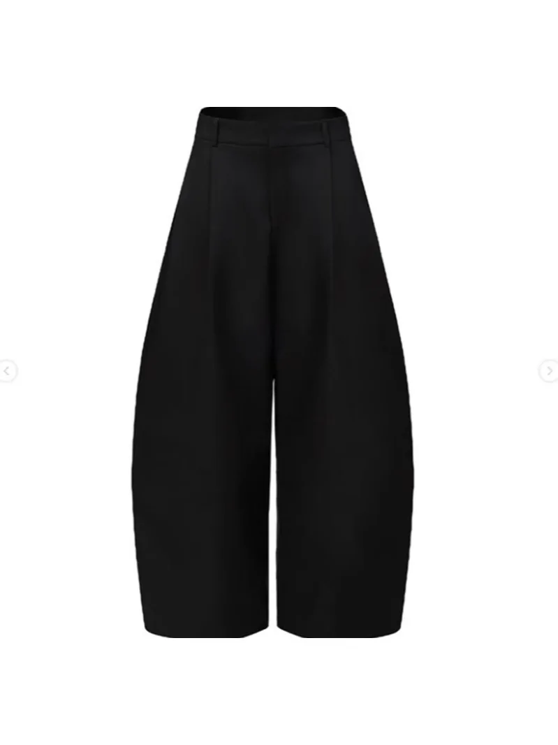 Khaki Plissierte Weite Ballonhose Unisex Vintage Baggy Hose Lässige Streetwear Relaxed Fit Hose – Detail 5