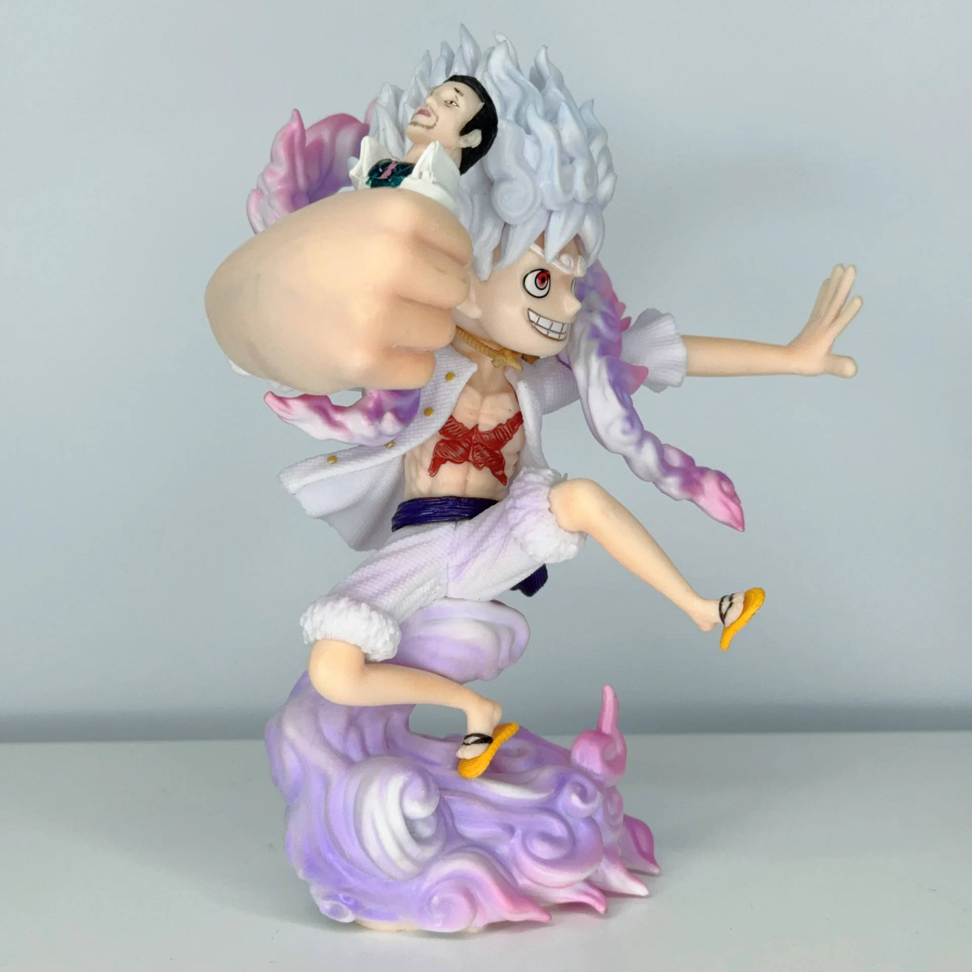 Uma peça anime figura macaco d luffy segurar a caneta ponta modelo estátua periférica desktop decorar ornamentos presente de natal brinquedos