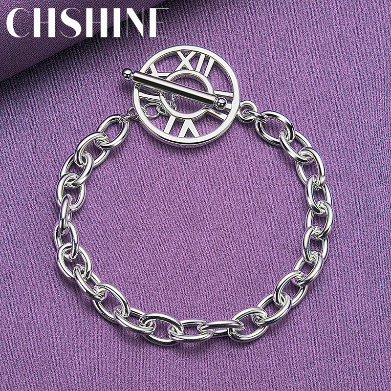 CHSHINE 925 Sterling Silver Roman Round OT Chain Bracelet For Women Wedding Paerty Fashion Jewelry