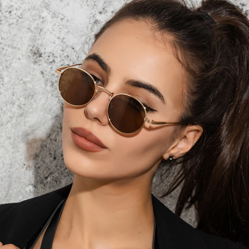 Gafas ultraligeras redondas Vintage para senderismo, Gafas con gradiente para hombre y mujer, Gafas De aleación Retro, Gafas De Sol