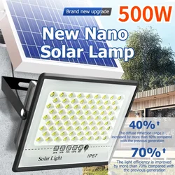 500W Zonne-verlichting Outdoor Tuin LED Refletor Tuingebouwen Zonlicht IP67 Waterdichte Spotlight Noodverlichting Wandlampen