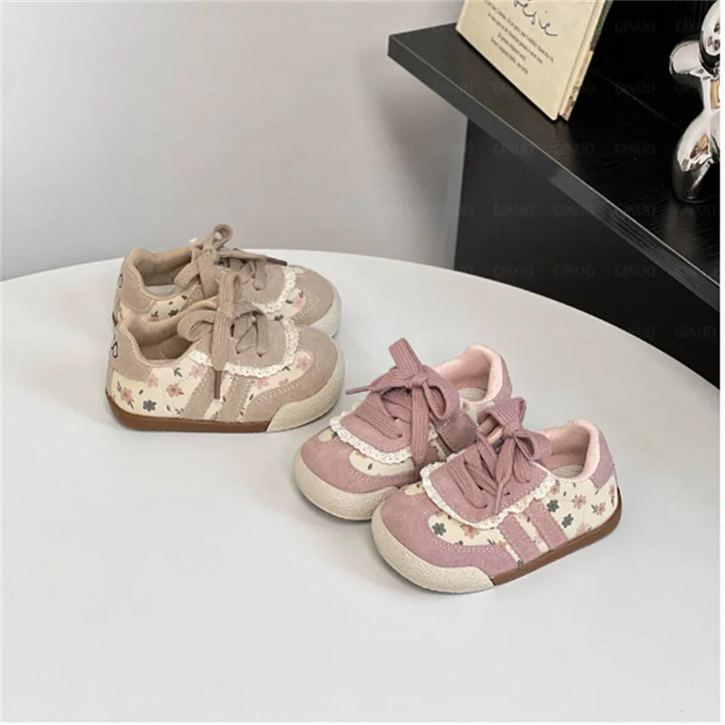 

2025 New Winter Baby Shoes Leather Cute Flower Toddler Kids Shoe Soft Sole Outdoor Tennis Fashion Little Baby Girls Sneakers