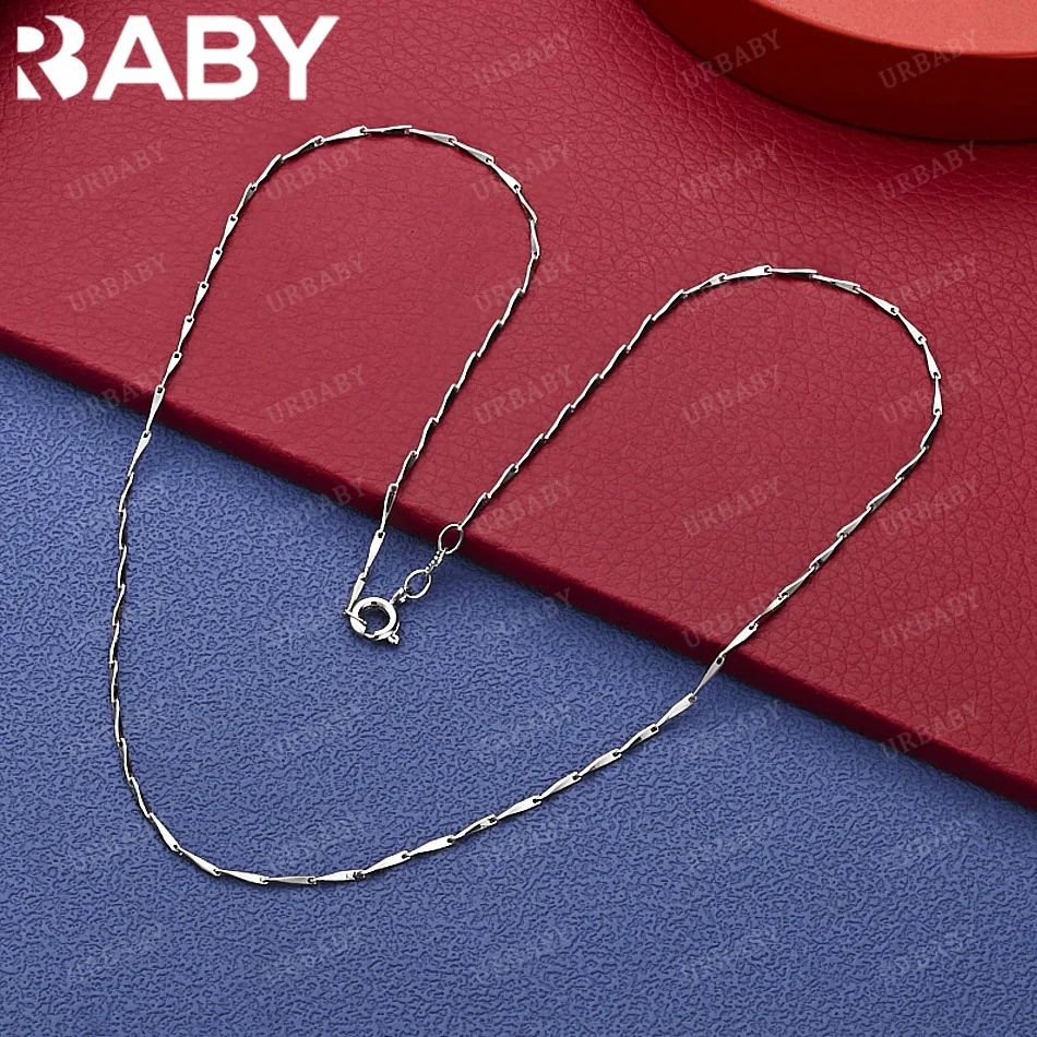 

URBABY 925 Sterling Silver Thin Chain Necklace For Women Men Fashion Jewelry Exquisite Party Engagement Wedding Gift