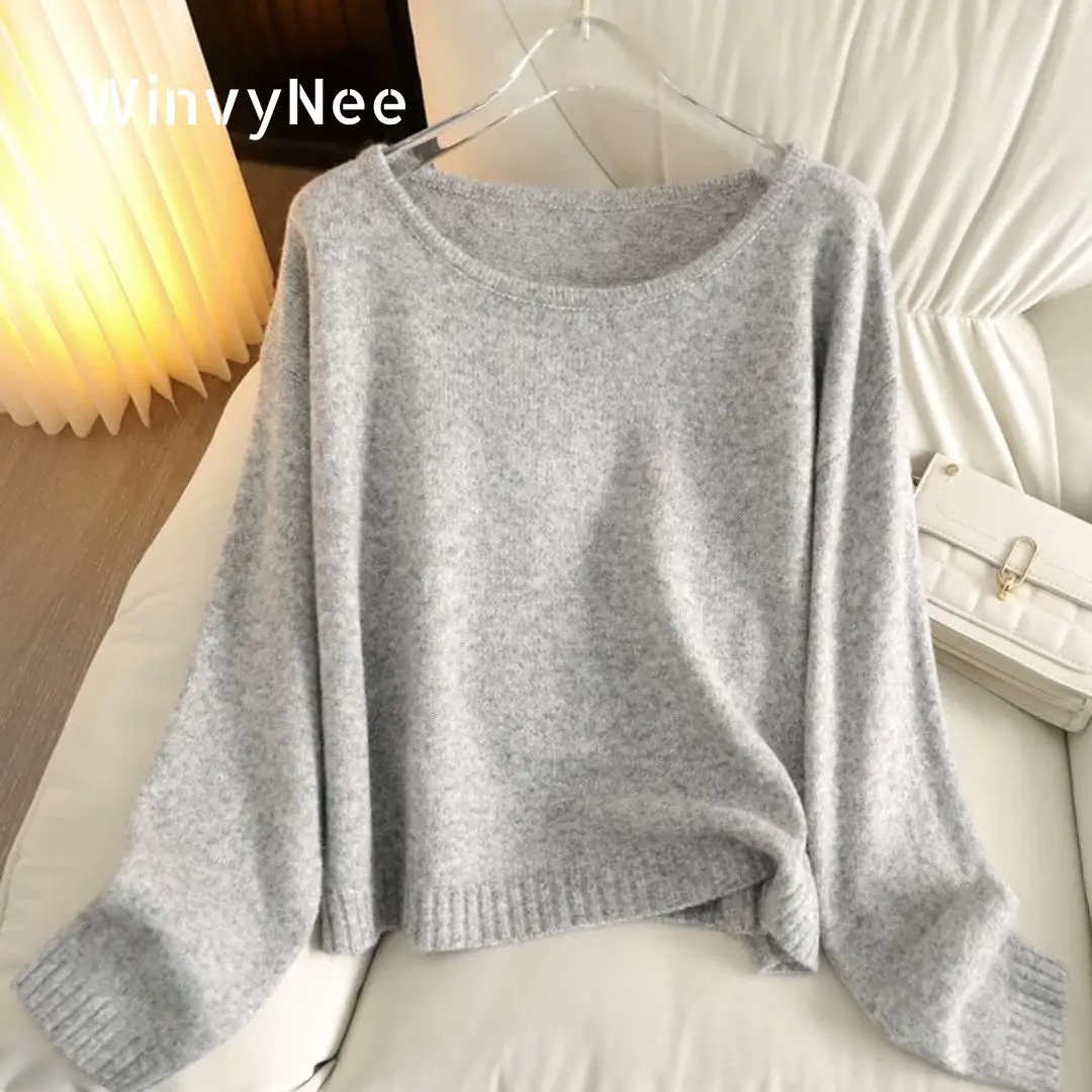 

WinvyNee женские шерстяные свободные свитера с длинными рукавами и большим круглым вырезом, пуловеры, теплые вязаные топы, осенне-зимняя женская одежда A1683002