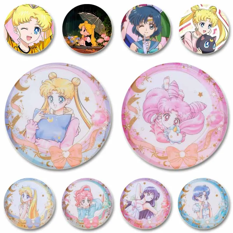 Japanese Sailor Moon Anime Brooch DIY Cartoon Lapel Pins for Backpack Men Women's Cool Clothing Badges Jewelry Accessories Gifts