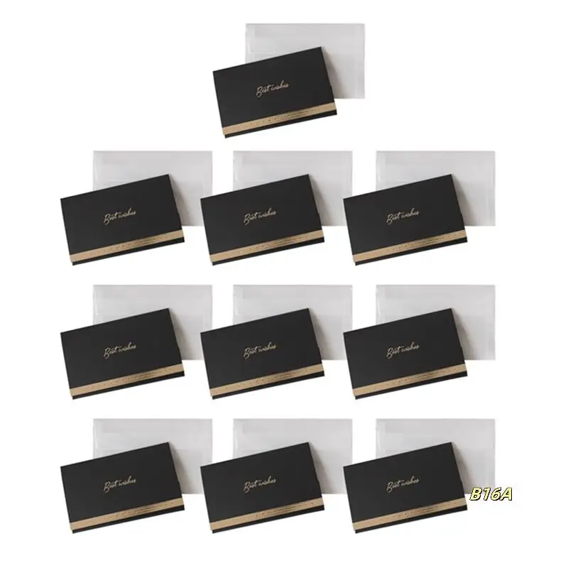 10 Pack Wedding Greeting Cards With Envelopes, Gold Foil Design Thank You Notes Black Easy To Use