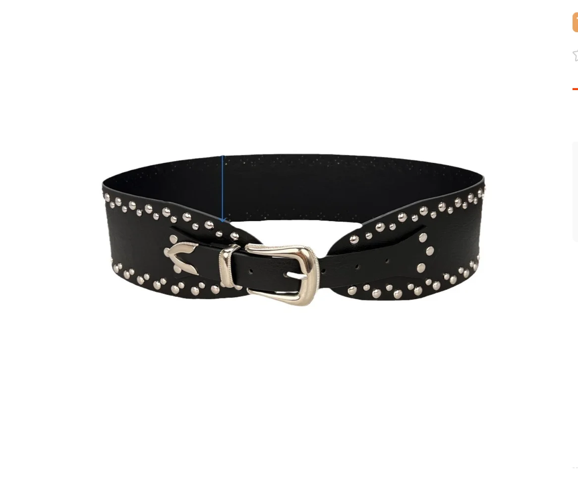 Women width belt black rivet  waist seal belt