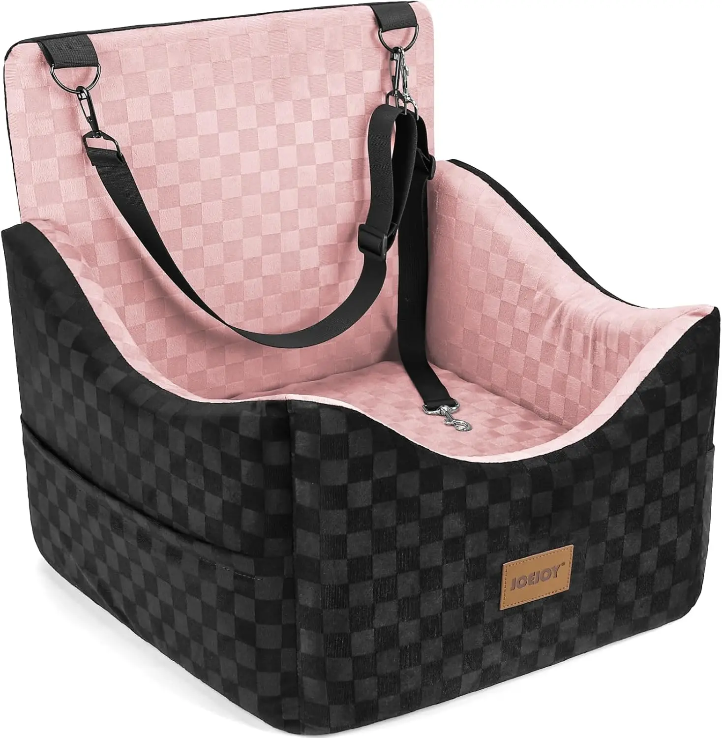 

Подъемное автокресло для собак мелких/средних пород весом до 35 фунтов, с эффектом памяти, моющимся чехлом и ремнями безопасности, розовое