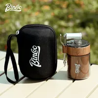 Bincoo Portable Outdoor Camping Coffee Grinder Foldable Manual Grinder Car Travel Coffee Grinder Wood Grain Color