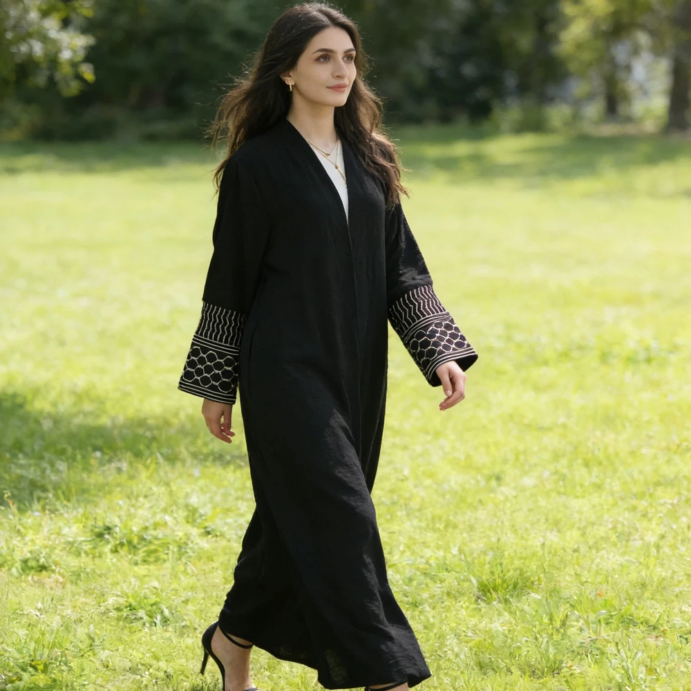 

Праздничное кимоно-абайя для женщин: Дубай, Турция, мусульманский стиль, исламское платье-кебая, роба, абайи, кафтан, марокканский джеллаба, джалабия