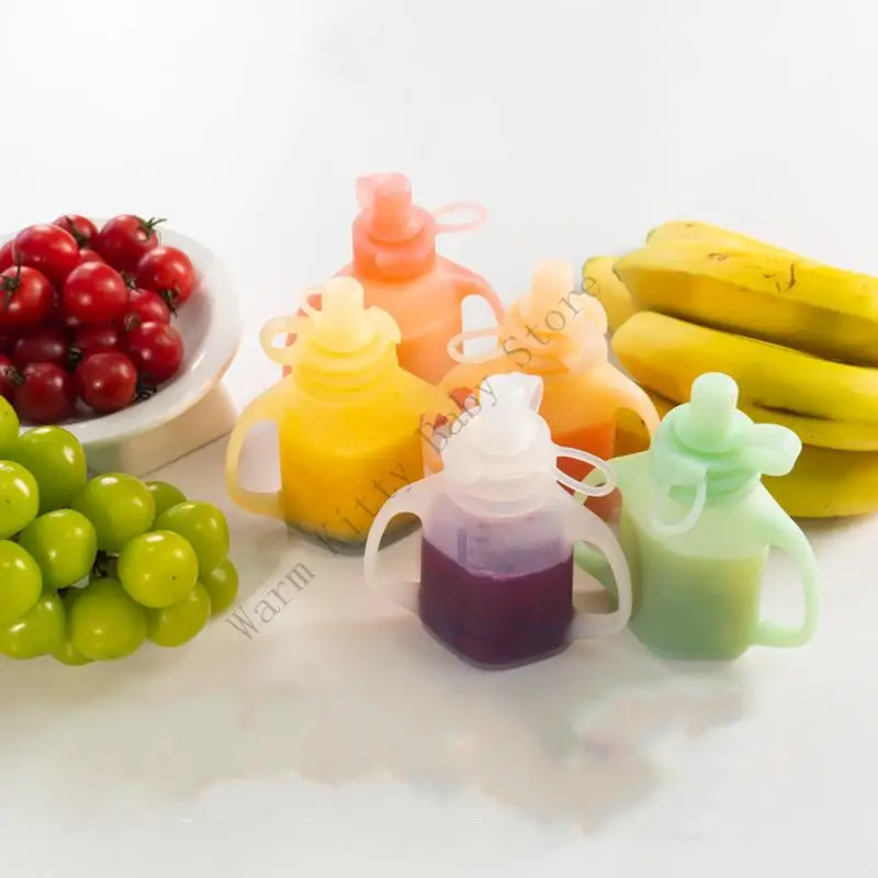 XXFE 110 مللي حاوية أغذية الأطفال سعة كبيرة أوعية طعام من السيليكون هريس حقيبة التخزين قابلة لإعادة الاستخدام للسفر الآباء #6