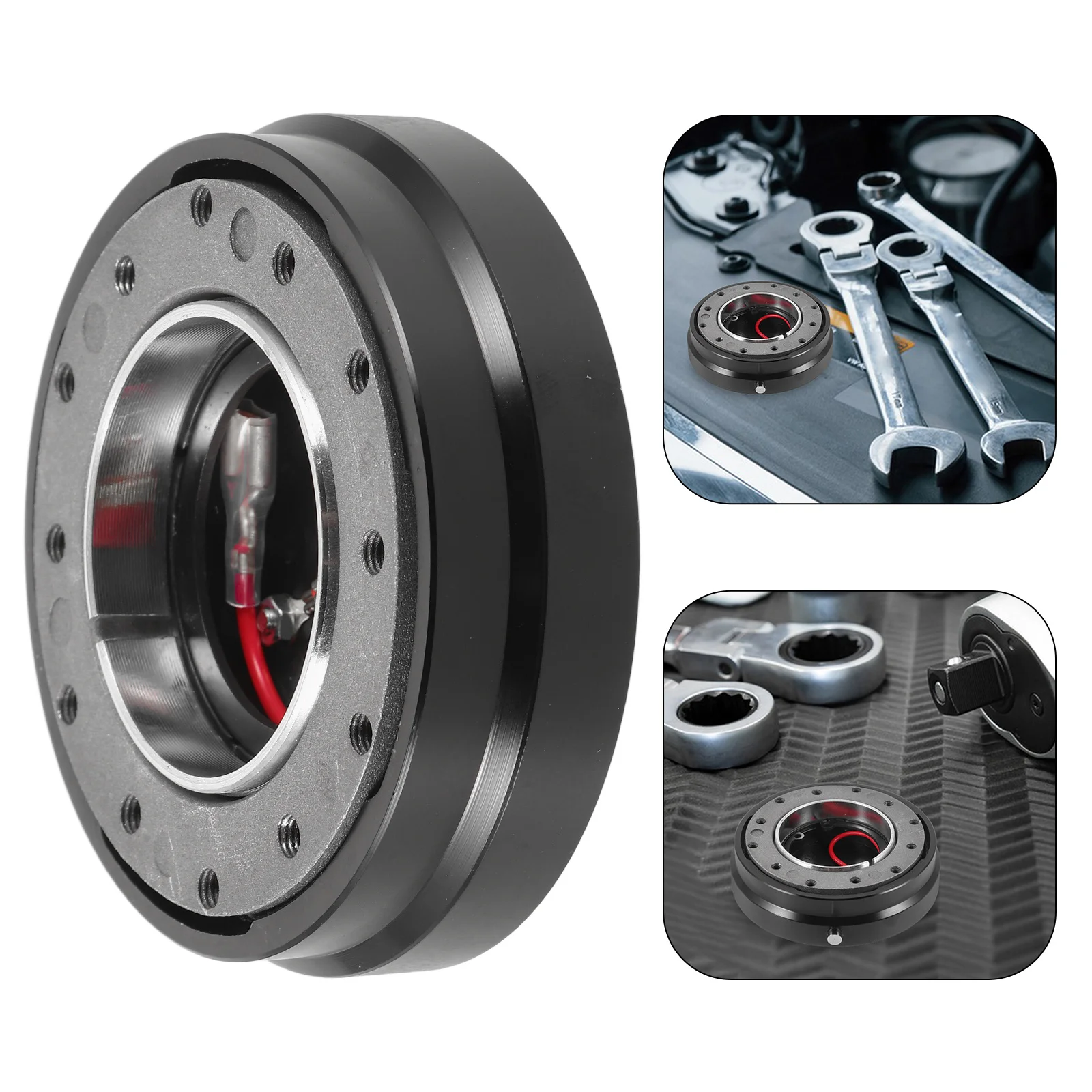 

Aluminum Alloy Quick Release Steering Wheel Hub Adapter Universal Fit Easy Install Stylish Black Car Accessory