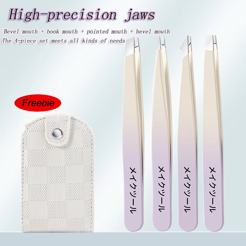 

Precision Stainless Steel Tweezers For Eyebrow Hair Facial Hair Removal, Splinter, Blackhead Slant Tip Angle Tip Pointed Tip