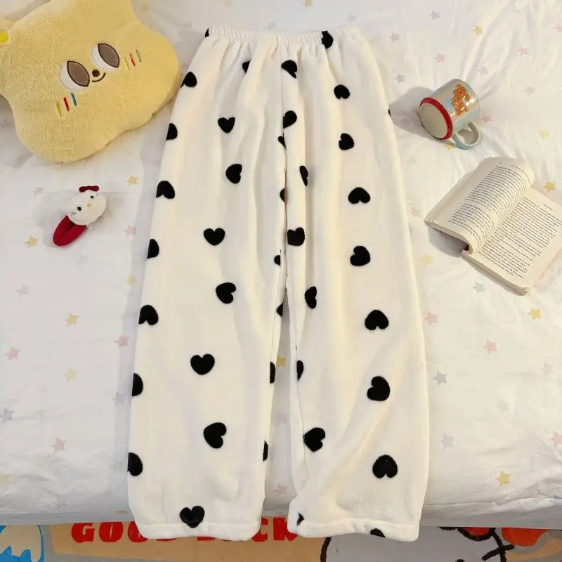 

2024 Winter Thick Warm Flannel Sleep Bottoms Pajama Pants for Women Korean Loose Coral Velvet Sleepwear Ladies Homewear Clothes