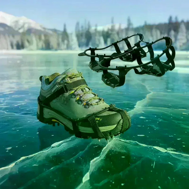 1 pair of 24 tooth anti slip ice clip shoes, shoe covers, hiking ice climbing shoes, spiked shoes, hiking chains