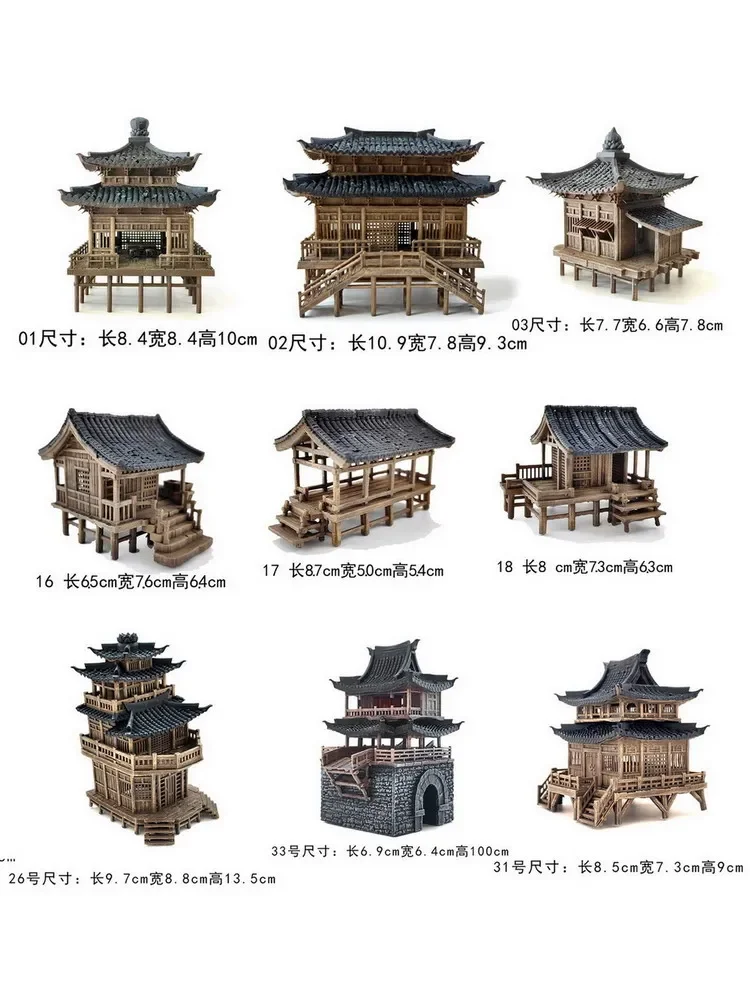 Akwarium Krajobraz Bonsai Pawilon skalny Starożytny budynek Drukowanie 3D Akcesoria Mikrokrajobraz Żywica Symulacja Dekoracja