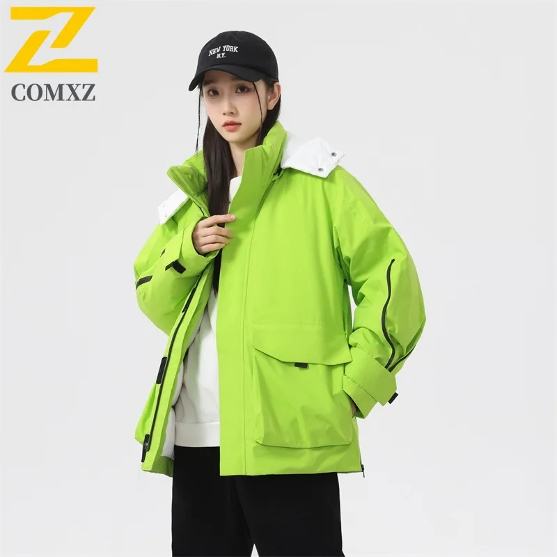 COMXZ الرجال أسفل 3 في 1 2025 شتاء جديد سميكة الأبيض بطة أسفل الحرارية أسفل سترة عمال سترة واقية معطف رياضي غير رسمي 2025
