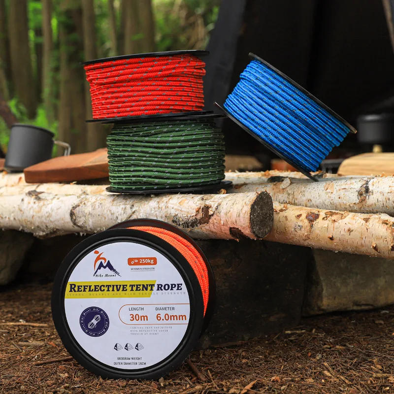 

Reflective Heavy-Duty Tent Guyline Rope - 4mm/5mm/6mm Windproof Canopy Fixed Bundling Rope for Outdoor Camping