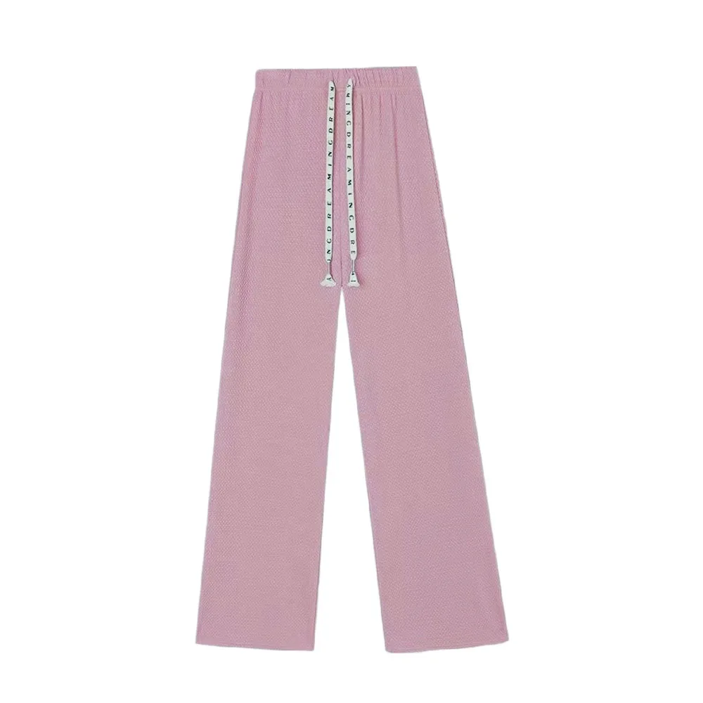 Knitted Spring Preppy Style Sailor Neck Women's Knitted Cardigan Elastic Wide Leg Pants Long Sleeve Korean Sportswear Set
