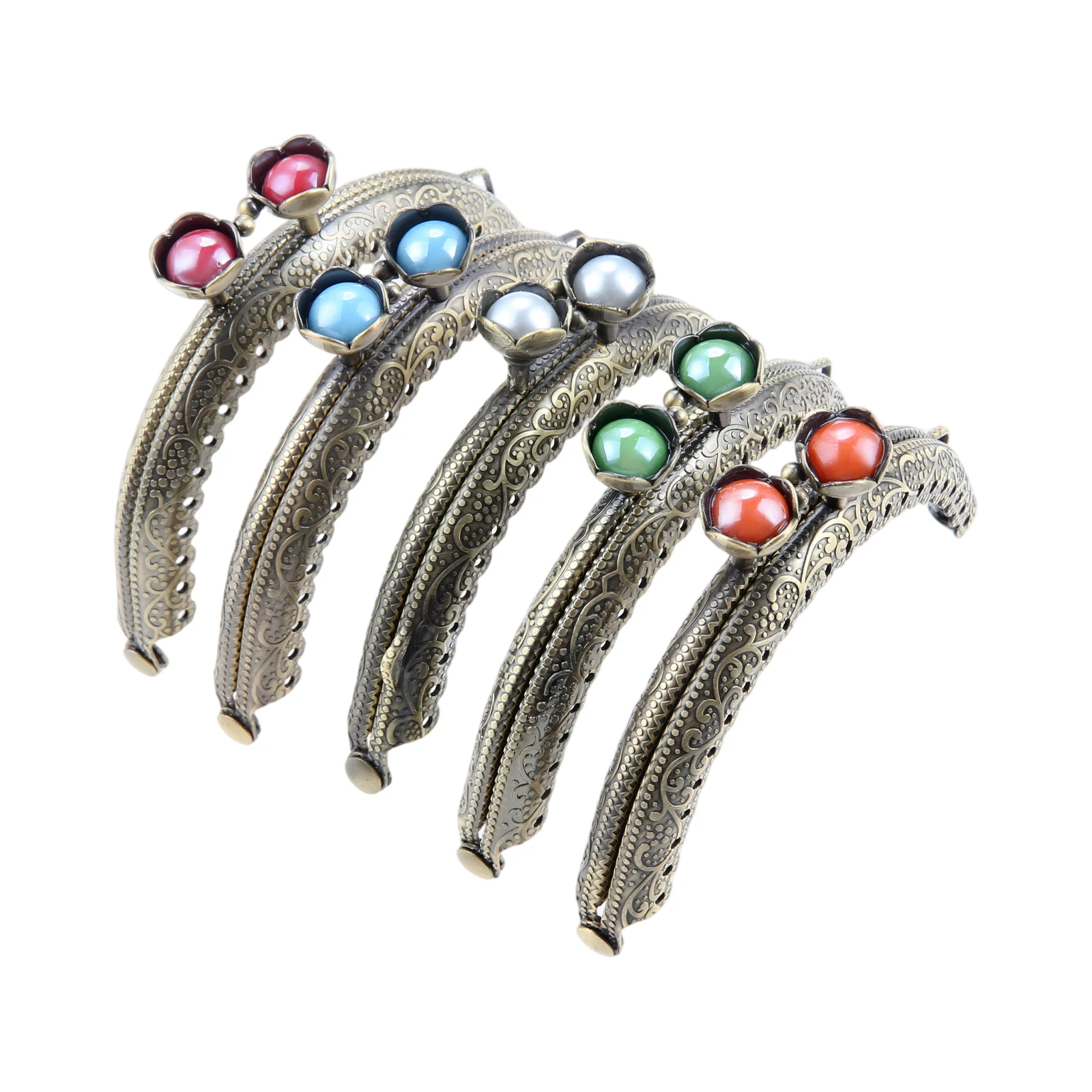 5PCS Colorful Metal Purse Frames Purse Clasp Lock Semicircle One‑Handed Switch Vintage Style DIY Bag Sewing Component 8.8cm